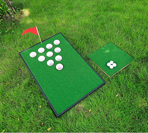 OOFIT Golf Pong Game Set, Pong Cornhole Chipping Target Game Set with Chipping Mats, Black - Thumbnail 2