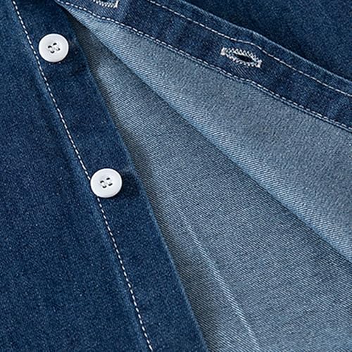 Baby Boys Girls Denim Shirt Solid Lapel Long Sleeve Single Breasted Jacket Casual Lightweight Top with Pocket4
