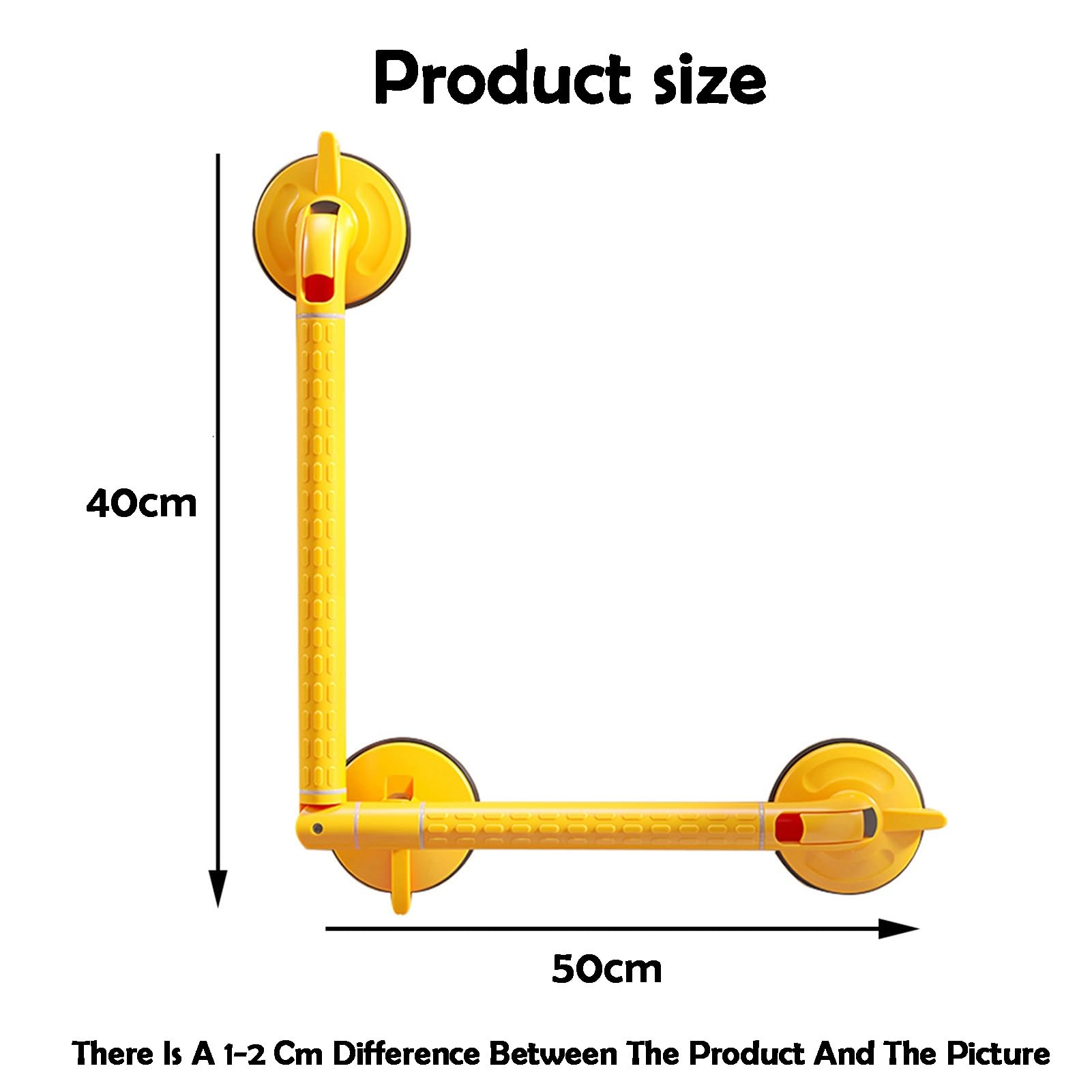 Barras De Apoyo For Duchas, Ajustables En Forma L A 180°, Pueden Soportar Un Peso 176 Libras, Manijas Baño Ayuda For Personas Mayores(Yellow,50x40cm)