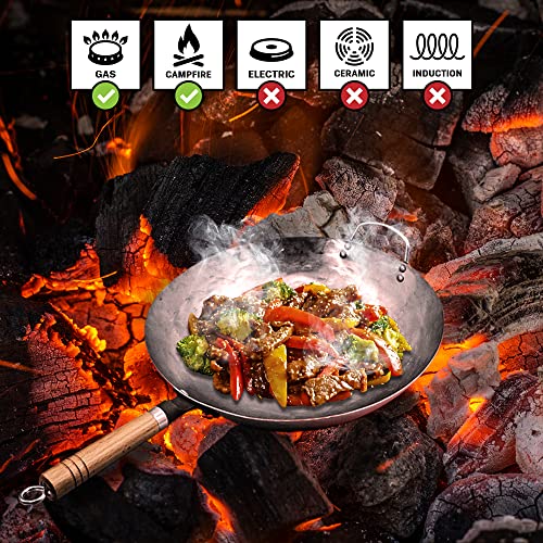 Carbon Steel Wok Pan, Stir Fry Pans, 13 Inch Wok Pan with Support Ring and Spatula, Nonstick Woks and Stir-fry Pans, No Chemical Coated Round Bottom Chinese Wok for Electric, Gas, All Stoves by HeroFiber - Image 5