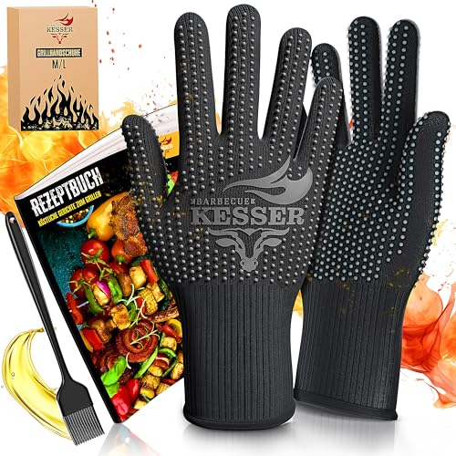 KESSER® Grillhandschuhe XXL, auch für Topf und Kamin, hitzebeständig bis...