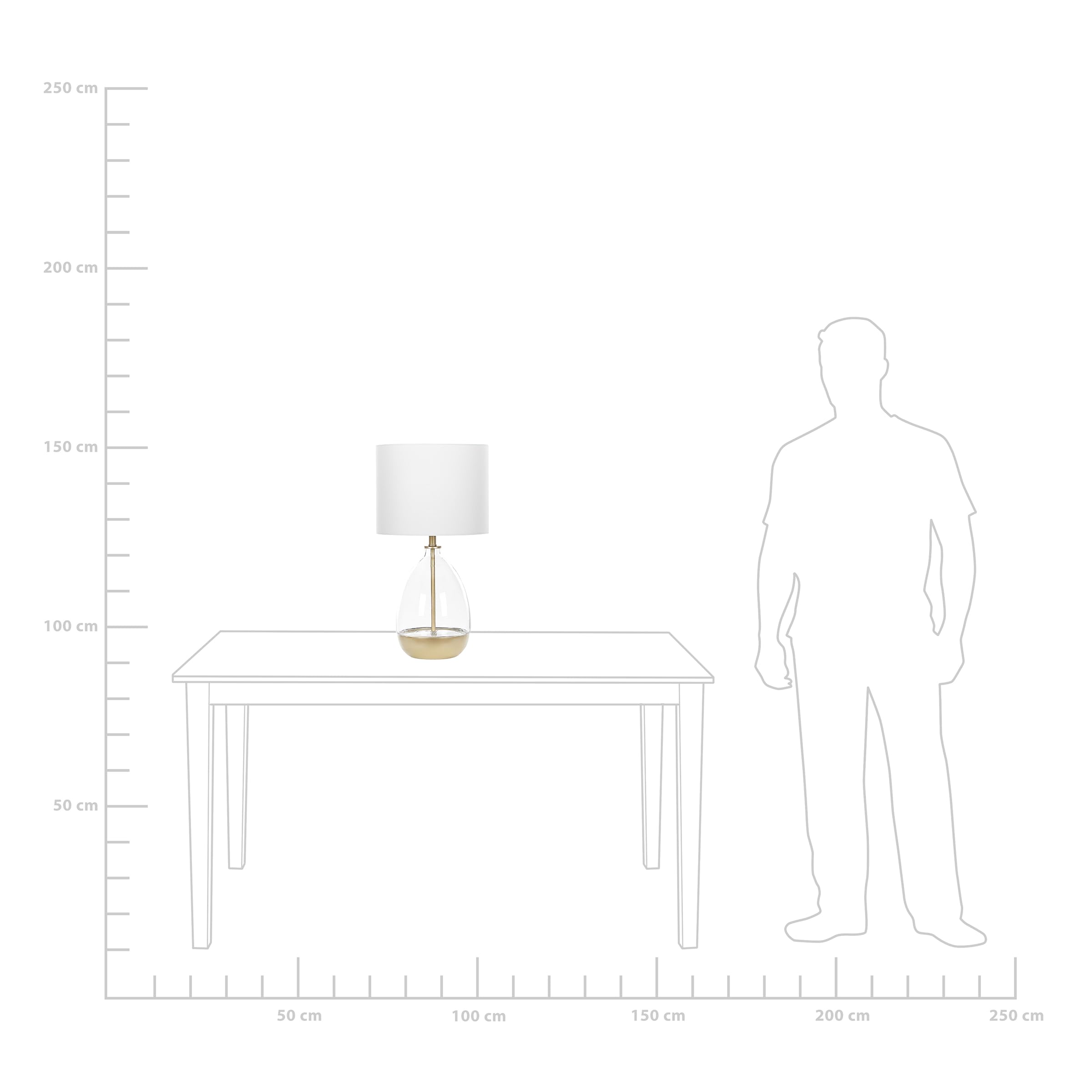 Beliani Moderne Tischlampe Vase-Optik Glassockel Stoff-Lampenschirm weiß/gold 63 cm Okari