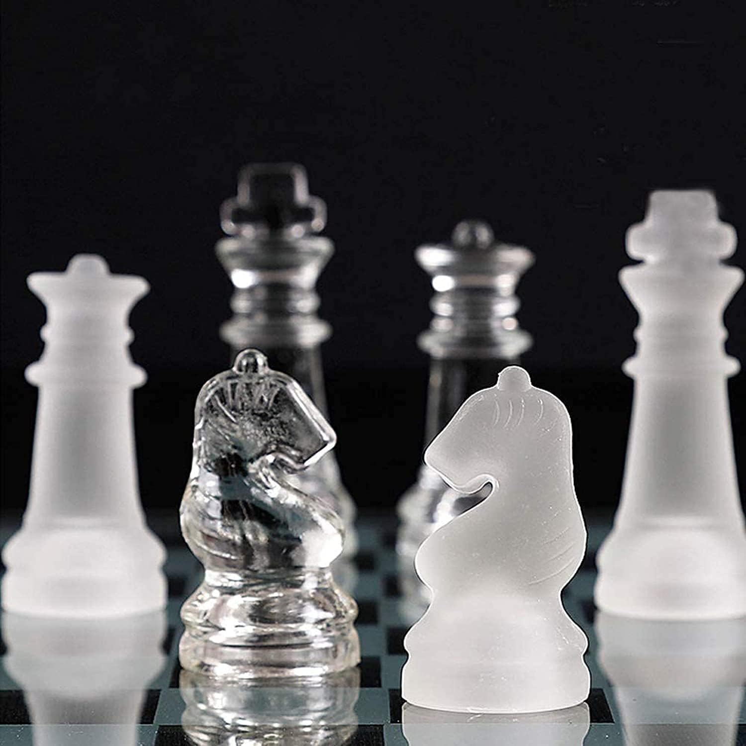 Glas Schachspiel Hochwertig 25 × 25 cm Tragbares Reiseschach Anfänger Schachspiel Schachbrett Schachset Chess Board Schach für Kinder und Erwachsene