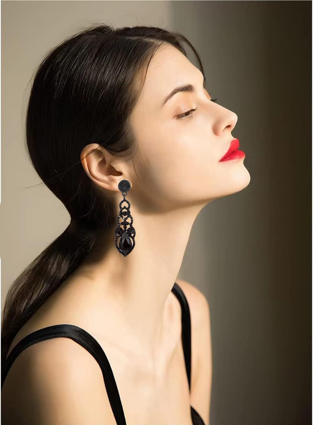 Vintage Rhinestone Wedding Bridal Teardrop Dangle Earrings Fancy Crystal Chandelier Drop Earrings for Women Brides - Image 7