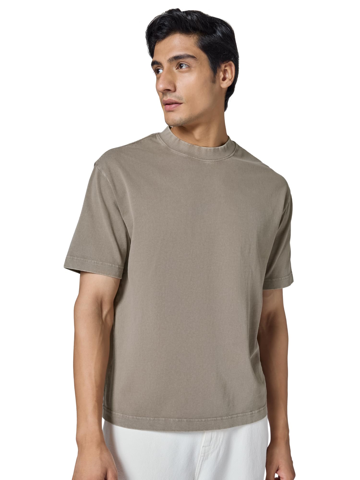 xyxx Haze Solid Acid Wash Cotton Tshirt for Men | Relaxed Fit Round Neck Tshirt-picture-30