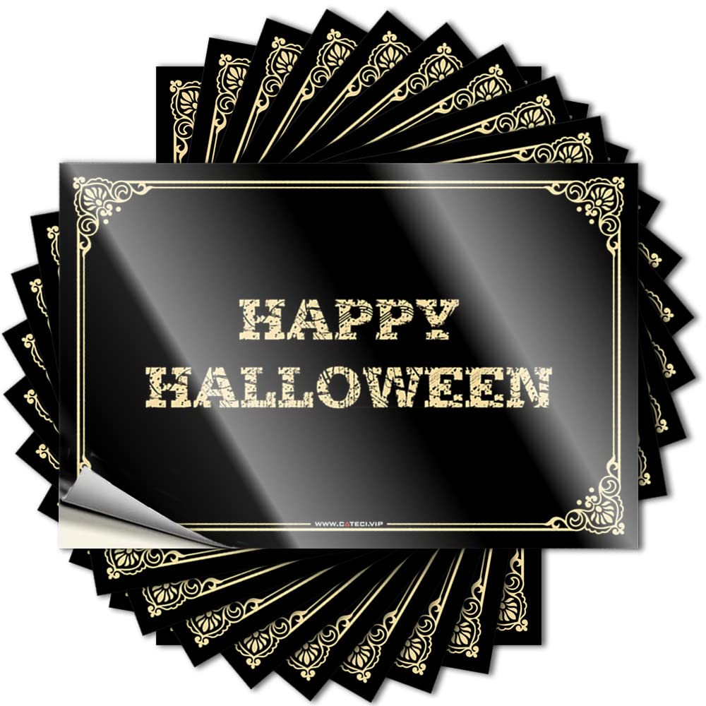 Rustic Water Decals | Happy Halloween Square Durable Vinyl Sticker Easy Apply for Outside(12X18CM)