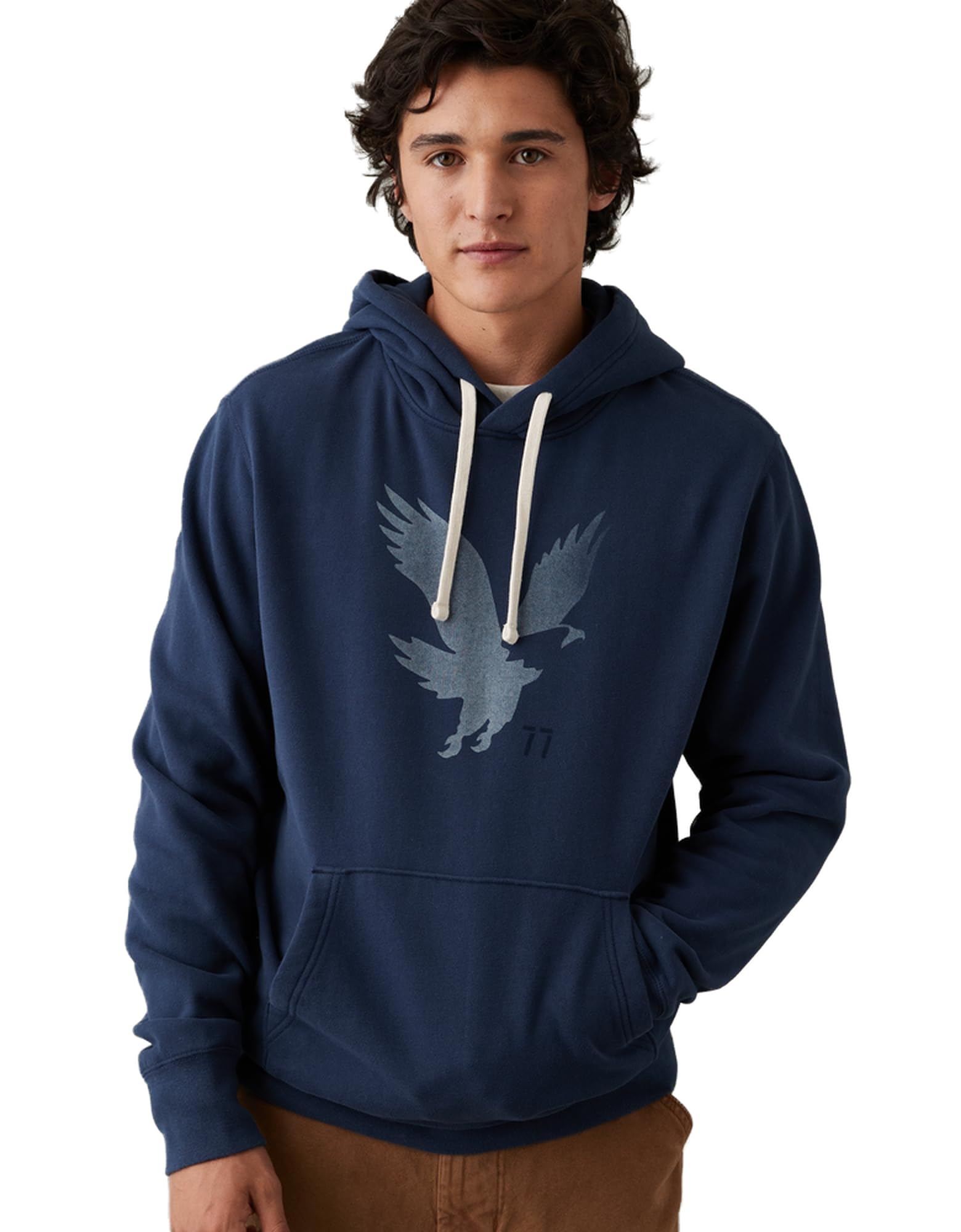 American EagleMens U-0193-2055-410 Super Soft Graphic Hoodie L Navy