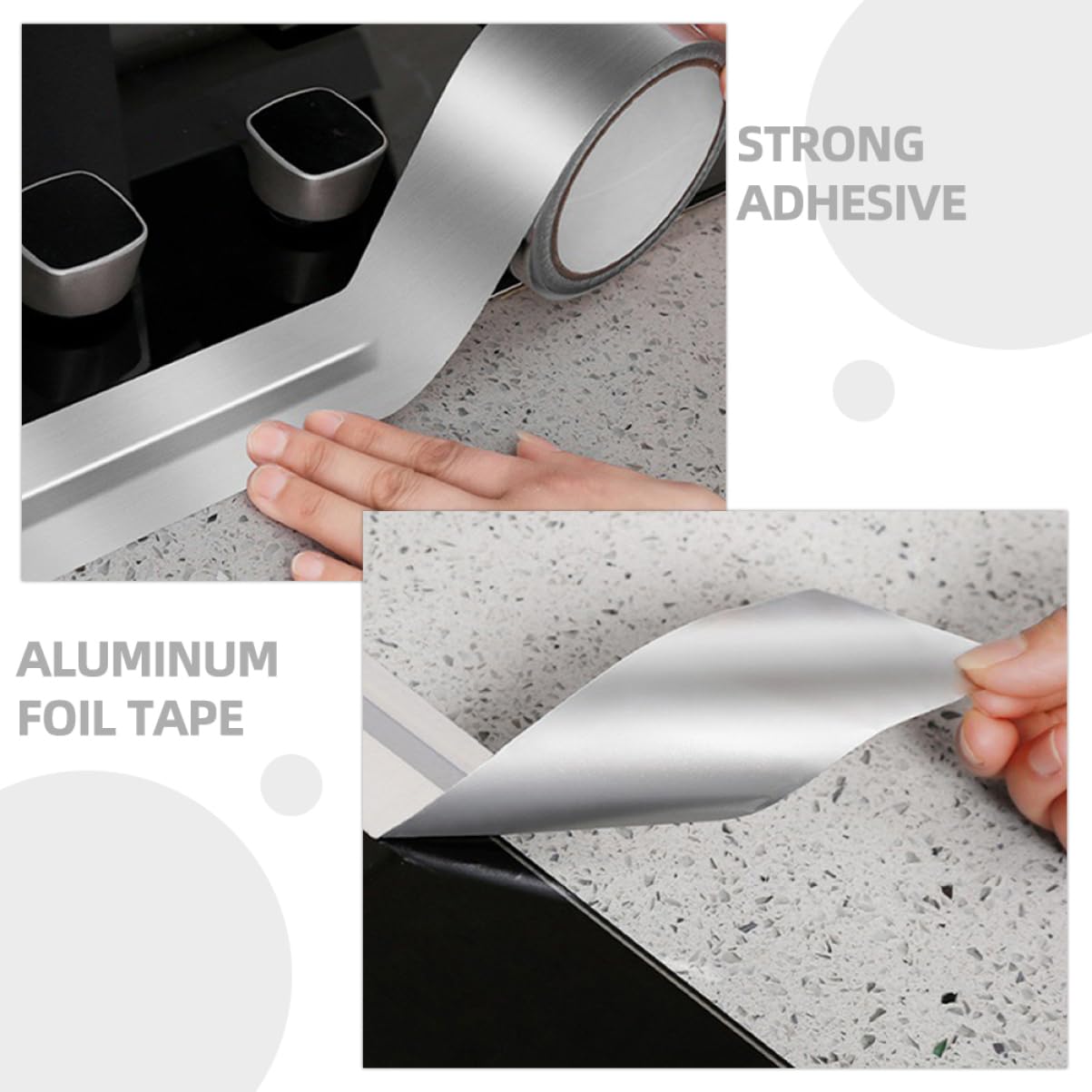 NUOBESTY 4 Rollen Folienband Material Fenster klebrig wickeln Gewebereparaturband Metallband für Rohrleitungen selbstklebendes Aluminiumband Thermoband Aluminiumfolie Silver