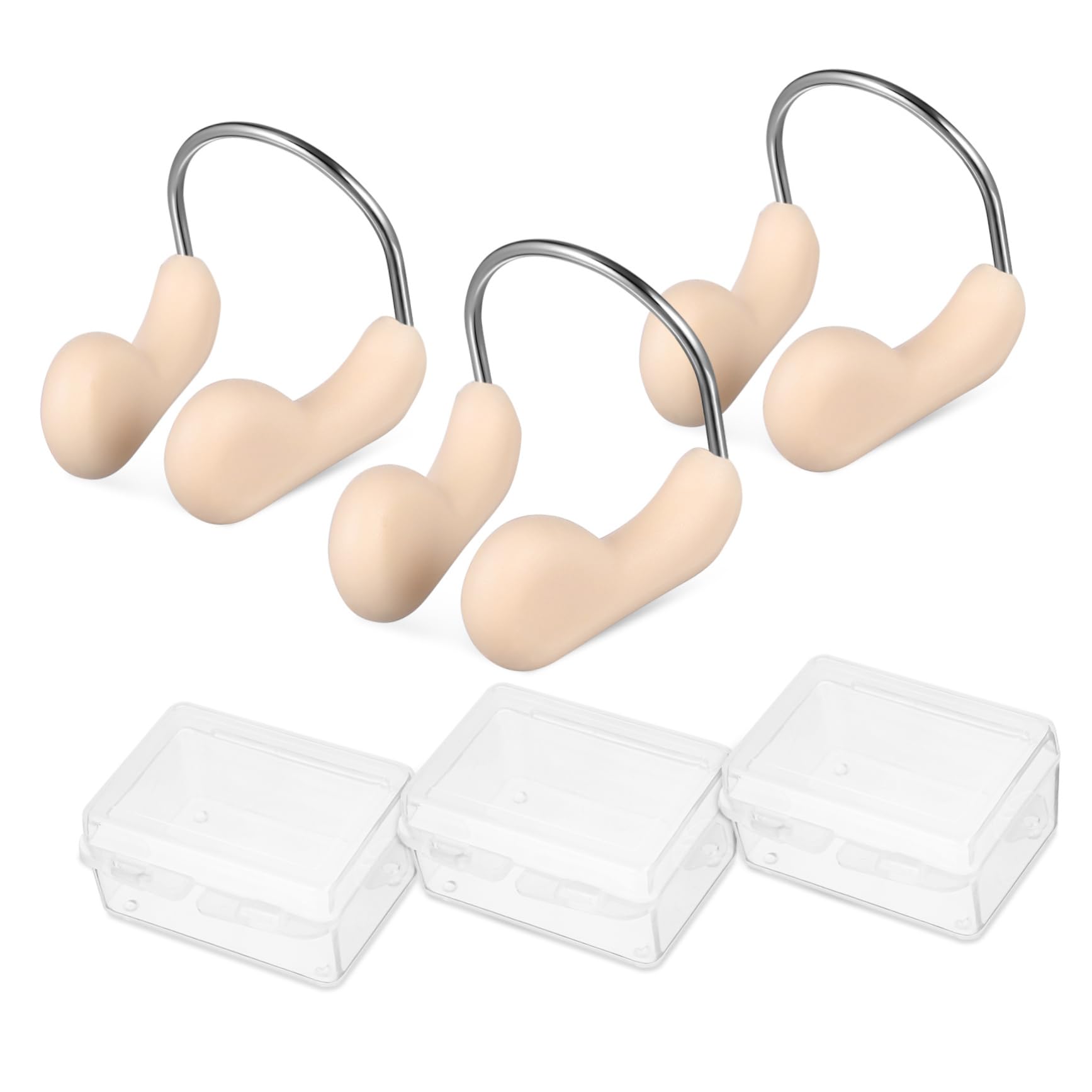 BCOATH Swim Nose Plugs Set for Kids 3 Pcs Waterproof Silicone Nose Clips Comfortable Secure Fit