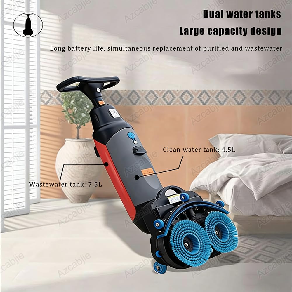 Máquina de limpieza de suelos comercial, limpiador de alfombras resistente con ancho de limpieza de 17 pulgadas, cabezal giratorio de 360° para azulejos, suelos de madera dura, mármol