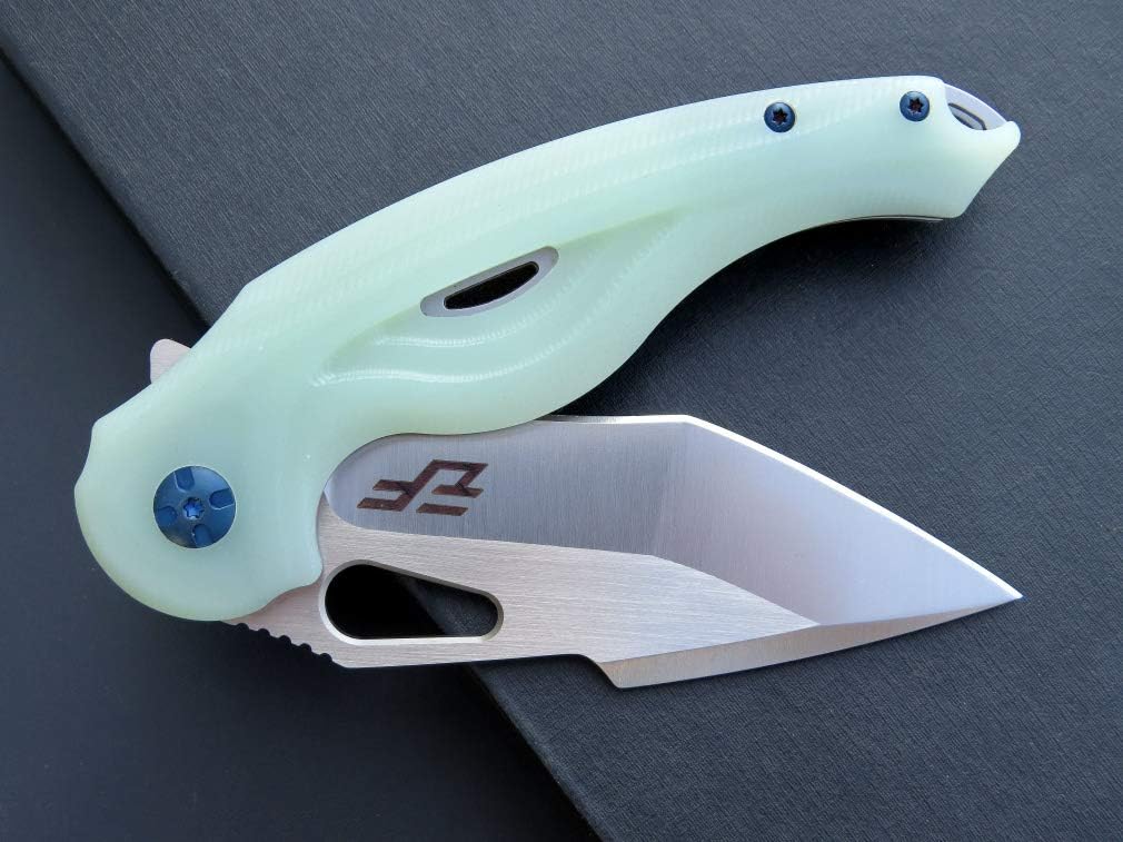 Eafengrow EF936 Pocket Knife,G10 Handle D2 Steel Blade Knife with Ball Bearing Safe Open Flipper Knife EDC Tool Knives for Camping Survival Hiking (jade)