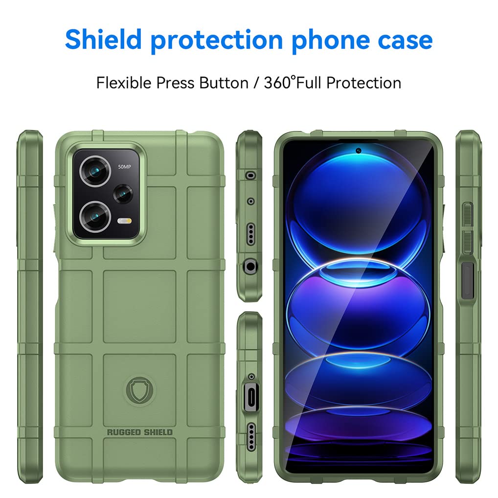 SEAHAI Cover Militare Per Xiaomi 12T Pro/12T 5G - Custodia Antiurto Anti-Caduta Con Fodera In Microfibra, Verde - 2
