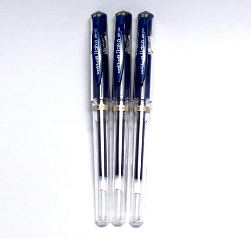 Uni-Ball Signo Broad Point Gel Impact Pen Tinta Azul Negra, 3 bolígrafos por paquete (importación japonesa) [Paquete original Komainu-Dou]