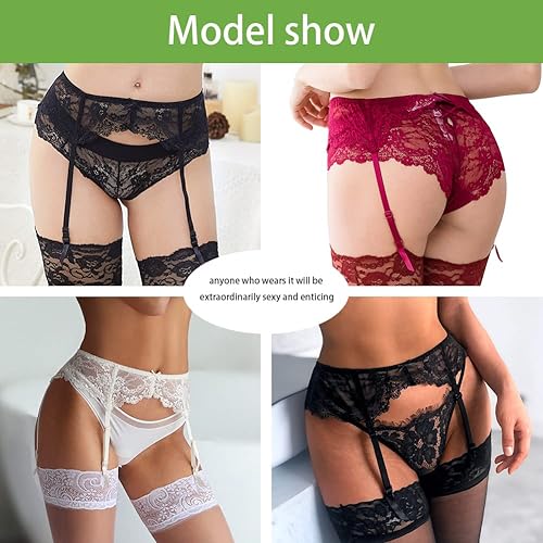 Miniatura 4 de Liguero ajustable de encaje sexy de cintura alta ahueca hacia fuera liguero de encaje para mujeres