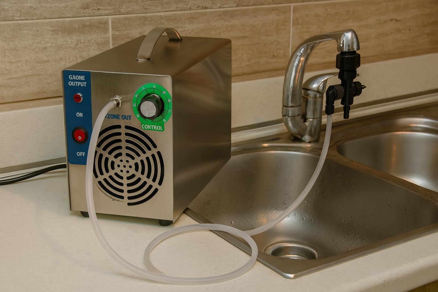 Aktobis Wasser Ozongenerator WDH-WP15 (1.500 mg/h) - Edelstahl-Rahmen mit Tragegriff