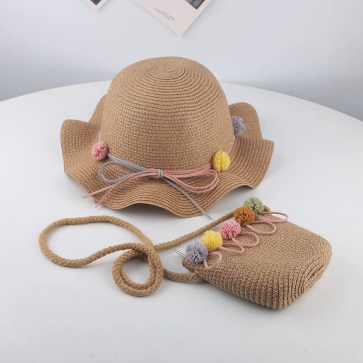 SOIMISS 2st Strandtasche Strohhandtaschen Mit Reißverschluss Rattan Geldbörse Klein Gewebte Umhängetasche Strandhut Große Krempe Sonnenhut Kleinkind Kinder Hölzern Kopfbedeckung Baby