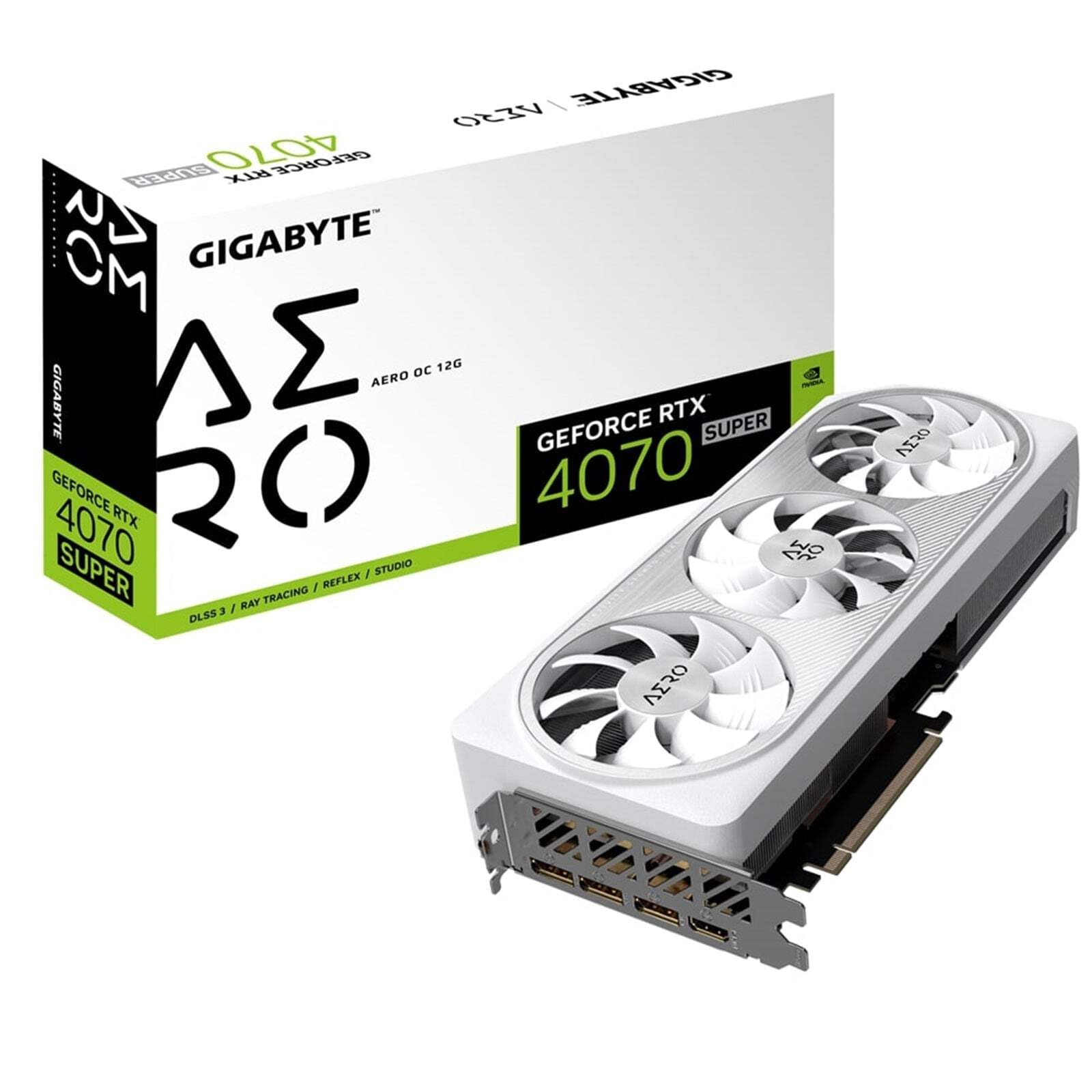 Gigabyte GeForce RTX 4070 SUPER AERO OC Graphics Card - 2565MHz Core, 12GB GDDR6X 21000MHz 192-bit Memory, PCI-E 4.0, 3x DP 1.4, 1x HDMI 2.1a, NVIDIA DLSS 3.5, GV-N407SAERO OC-12GD