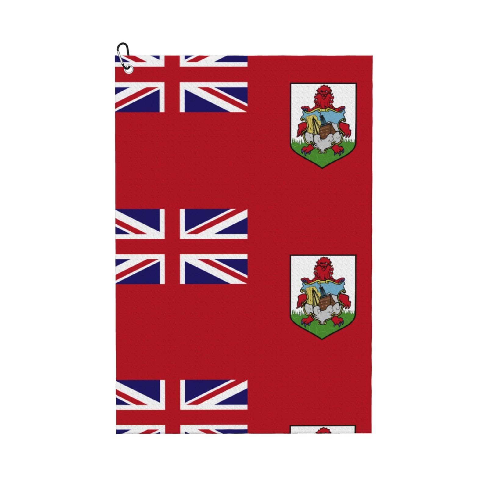 peiyeety Bermuda Flag Microfiber Golf Towel with Carabiner Clip, 16x24 Inch Absorbent Waffle Weave Towel for Golf Bags