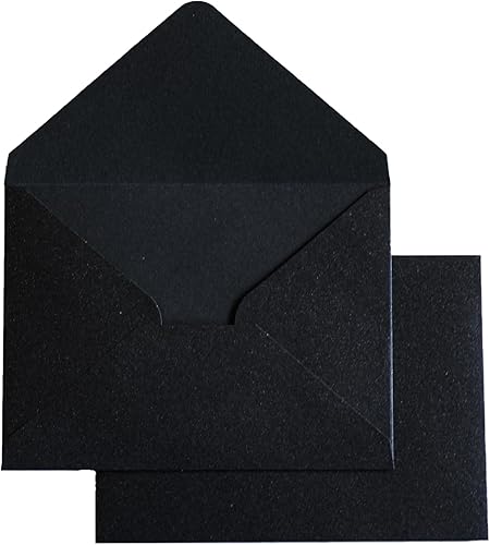 PONATIA Paquete de 50 sobres A1, sobres negros de 3 58 x 5 18 pulgadas, perfectos para tarjetas de boda, tarjetas RSVP, sobres de tarjetas de