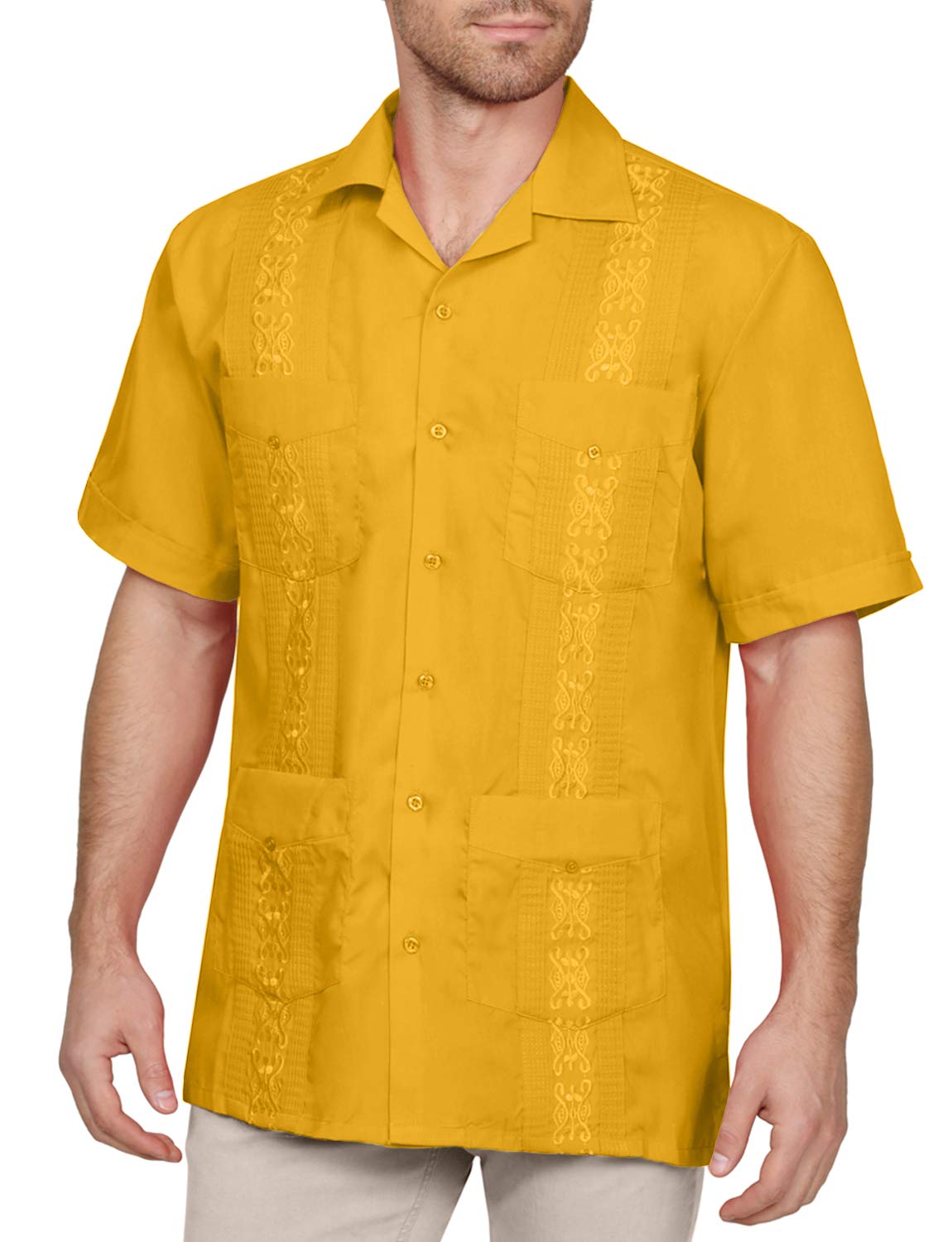 NE PEOPLE Men's Short Sleeve Cuban Guayabera Button Down Shirts Top S-4XL