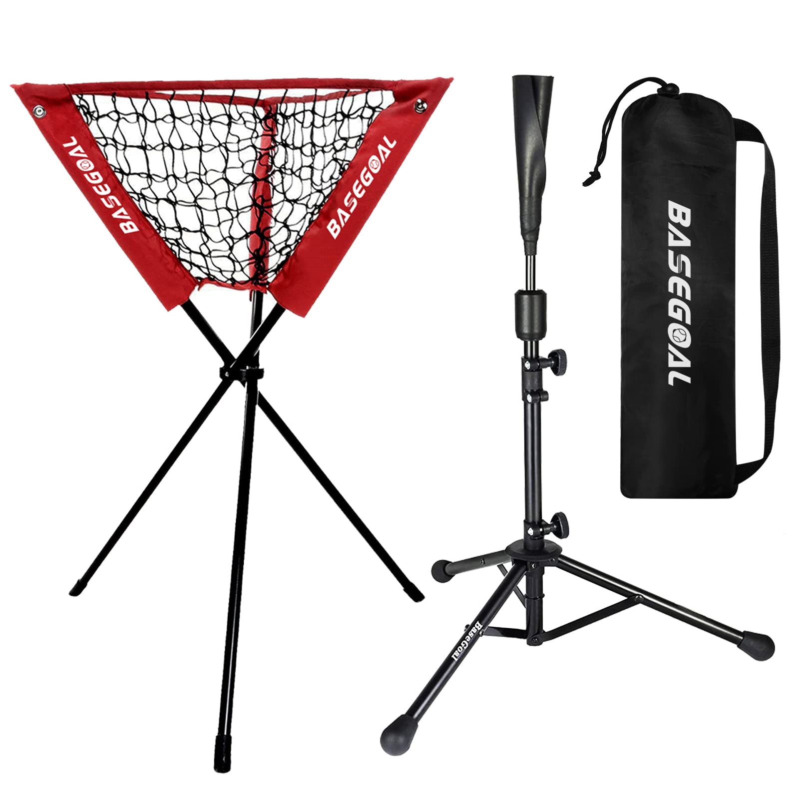 BaseGoalBaseGoal Batting Tee Baseball Tee Softball Tee Travel Portable Tee with Baseball Ball Caddy,for Batting Training Practice
