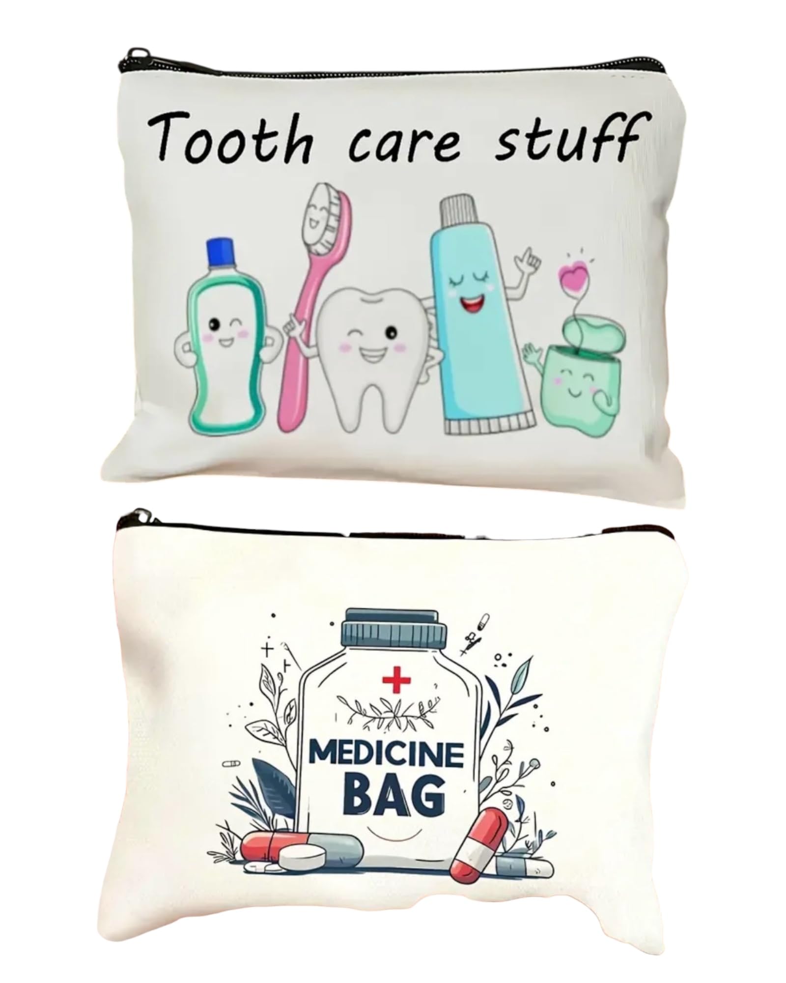2 Pc Storage Pouches for Travel Stuff | Multipurpose Makeup, Skincare, Toiletries, Beard & Nail Care Organizer | Travel Essential Pouch Set (Medicine & Tooth Care)-picture-29