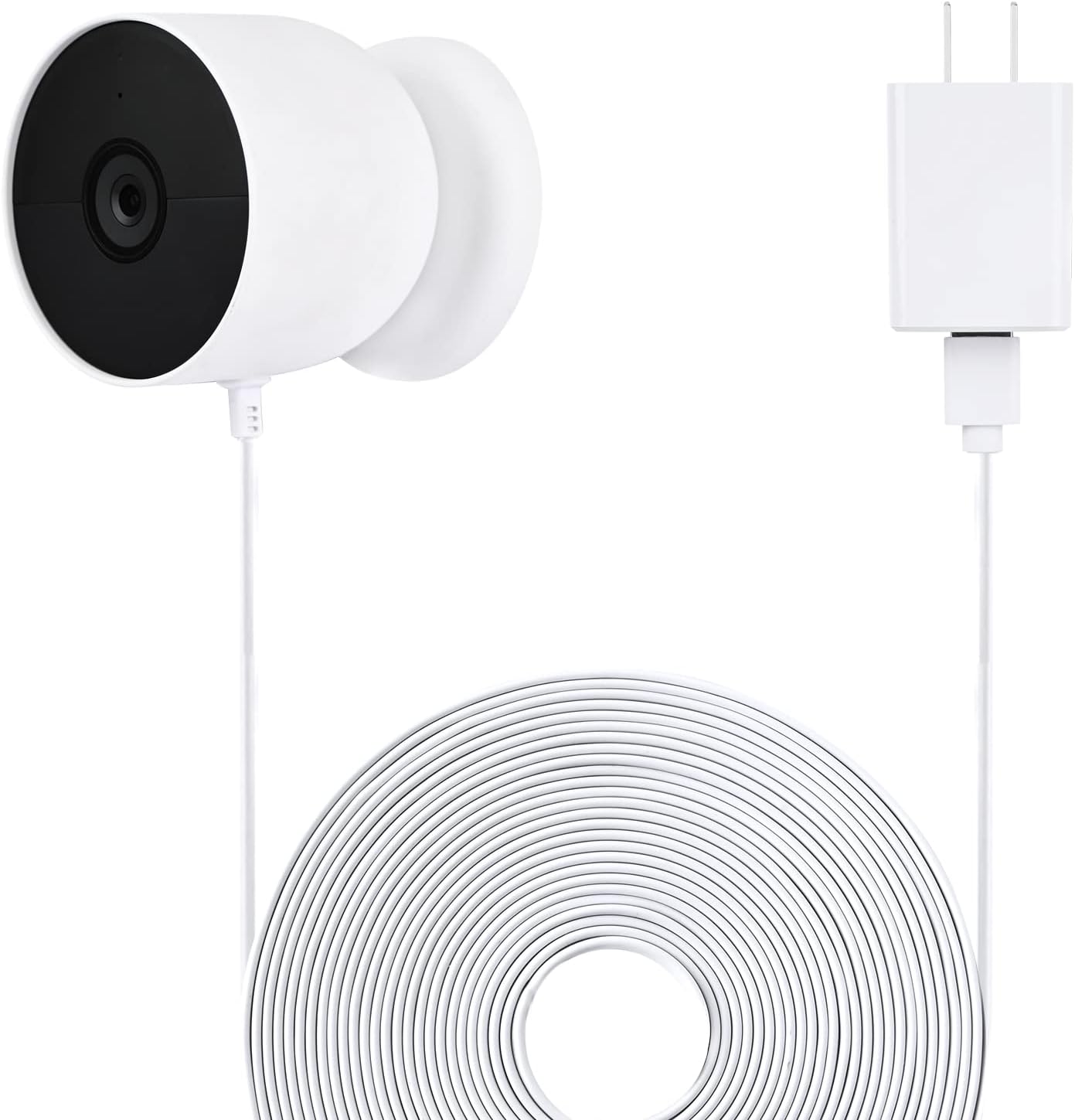 Power Cable Compatible with Google Nest Cam Outdoor or Indoor, Battery, 25Ft/7.5m Flat Weatherproof Outdoor Charging Cable Continuously Power Your Nest Camera - White
