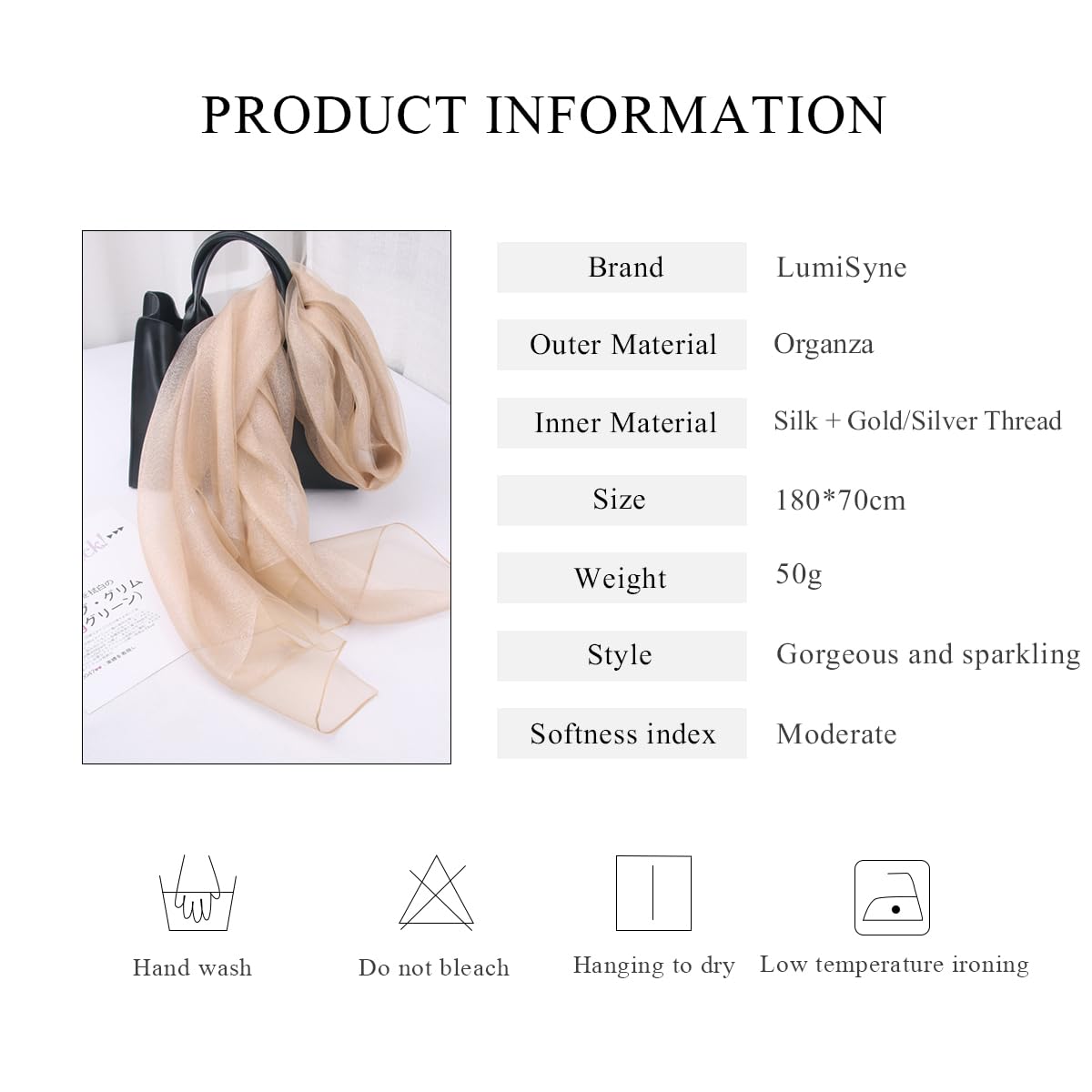 LumiSyne Foulard En Soie Organza à Double Épaisseur Femme Scintillants Écharpes Et Châles Pour Robe De Soirée Couleur Unie Avec Fil Dorée Tulle Léger Étole Magnifique Pour Mariage Mariée Fêtes