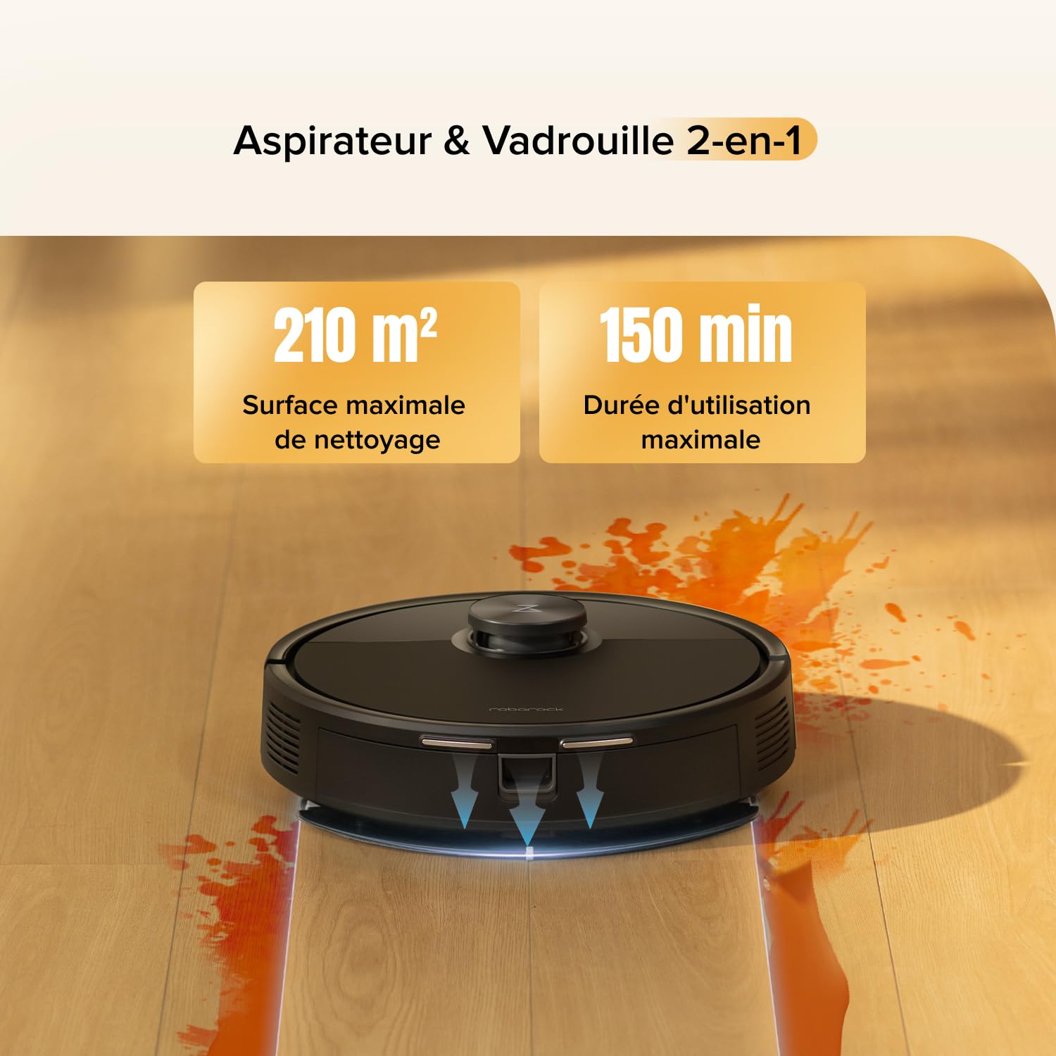 roborock Q7 M5 Set Aspirateur Robot Laveur 10 000 Pa, Double Conception Anti-Enchevêtrement, Durée de Nettoyage Prolongée, Navigation avec LiDAR Précis, APP, Noir