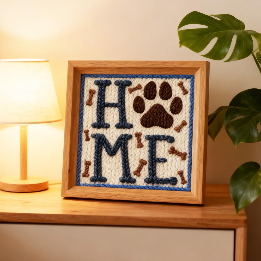 INFUNLY Home - Kit de agujas de perforación, 7.8 x 7.8 pulgadas, kit de bordado de agujas de perforación, kit de costura para principiantes, con hilos de instrucciones para Navidad, cumpleaños