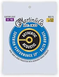 Cordas de guitarra acústica Martin Authentic, luz extra personalizada de desempenho superior