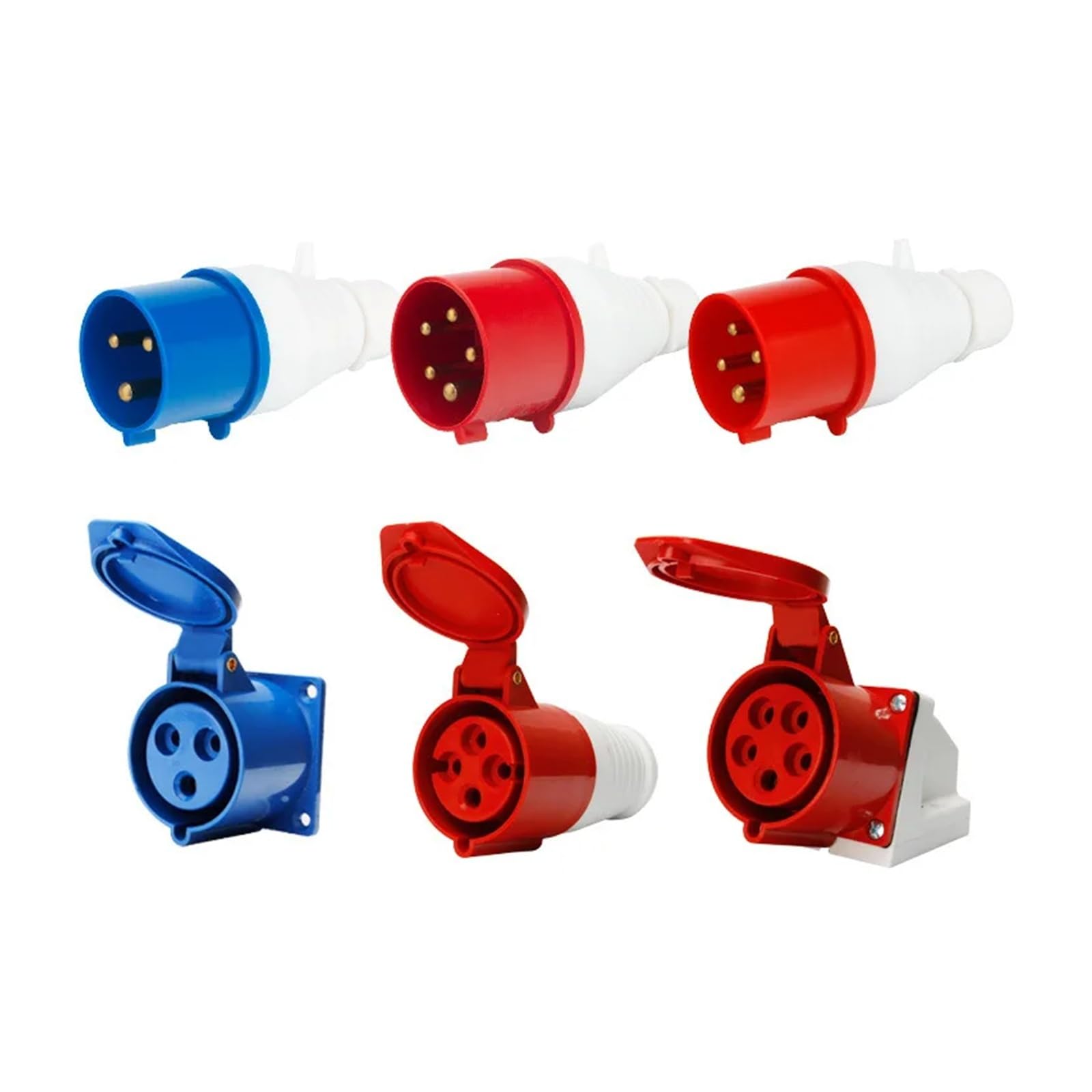 Enchufe industrial IP44 resistente al agua, conector de 3 pines, 4 pines, 5 pines, 16 A/32 A, conexión eléctrica, montaje en pared (enchufe montado en panel, 16A-4P)