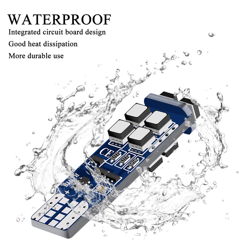T10 194 W5W 168 3535 10-SMD Żarówki LED RGB, marker boczny, lampy na mapę domową, wnętrze samochodu z pilotem zdalnego sterowania, wskaźnik DC12V, 2 sztuki