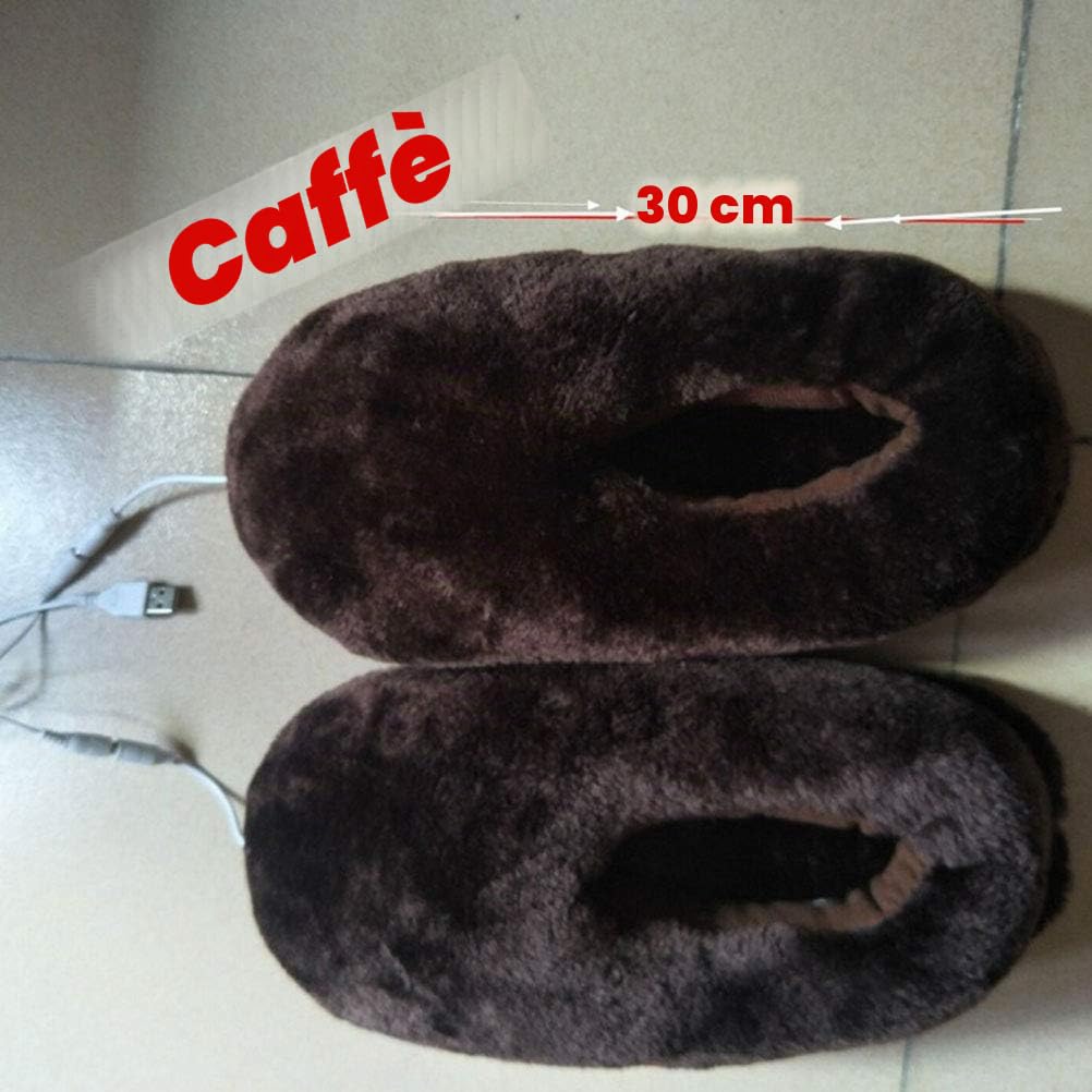 Healifty Pantofole riscaldanti elettriche USB scaldapiedi scarpe riscaldate elettriche scarpe invernali per adulti marroni (medio), Nero , Medium