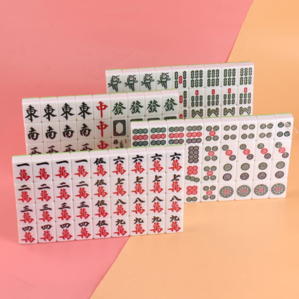 Jeu De Mahjong Chinois 144 Tuiles – Grande Taille 40x30mm – Mélamine – Étui Rigide – Règles Chinoises