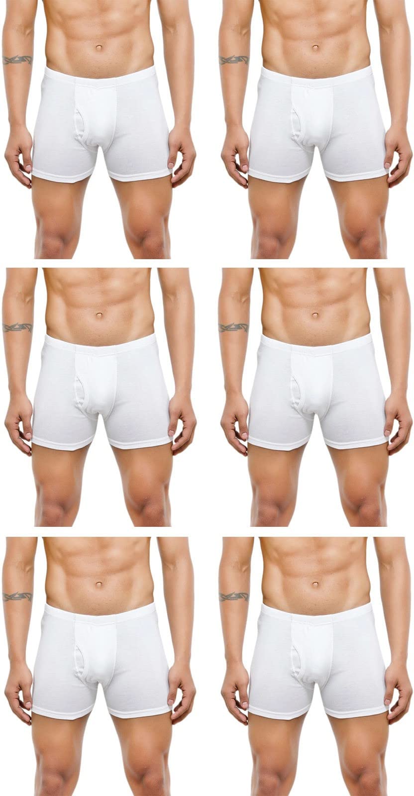 Dixcy Scott Cotton Plain/Solid White Men's Trunk/Underwear - Pack of 6 (#Image-Trunk-100 CM) (Color & Prints May Vary)