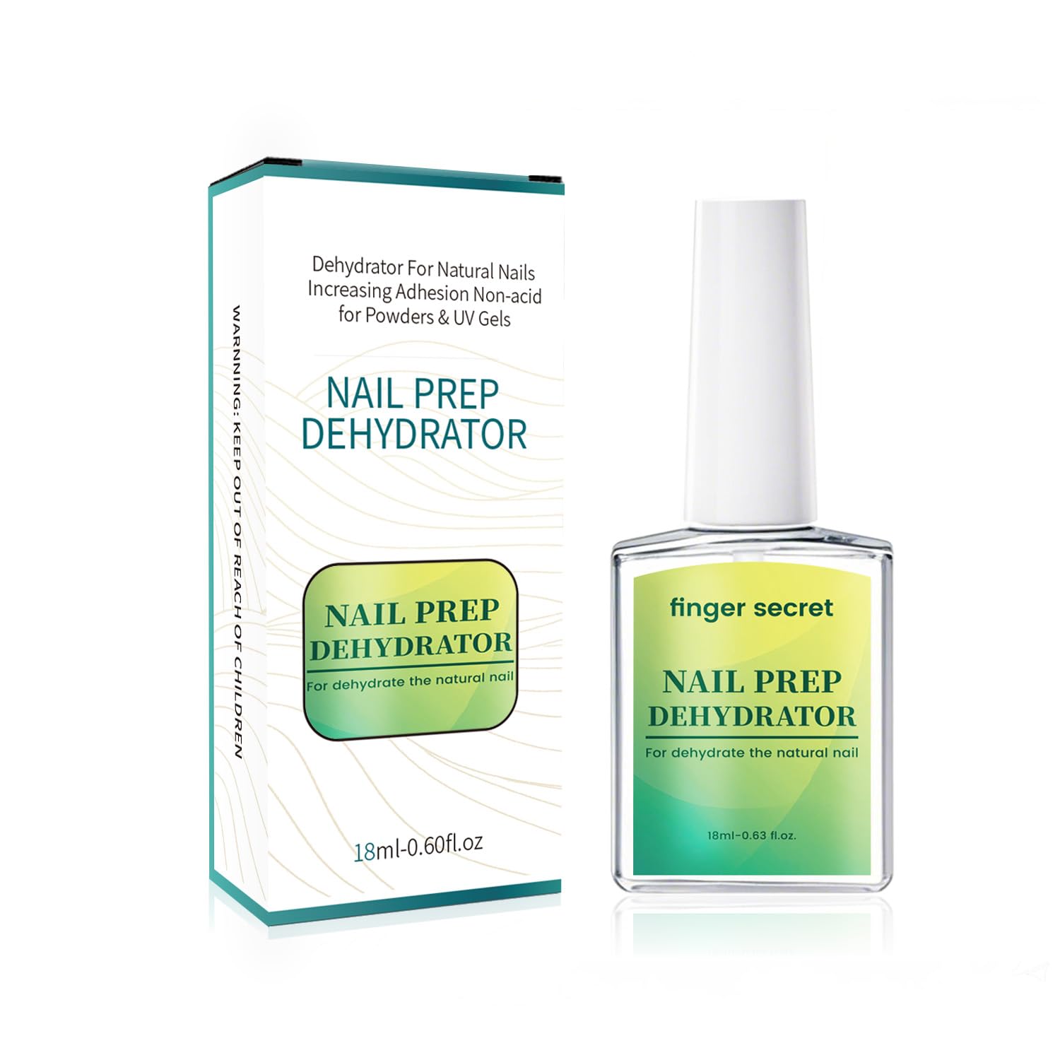FINGER SECRET Nail Prep Dehydrator, 18ml Dehydrator for Natural Nails Increasing Adhesion Non-Acid for Powders & UV Gel