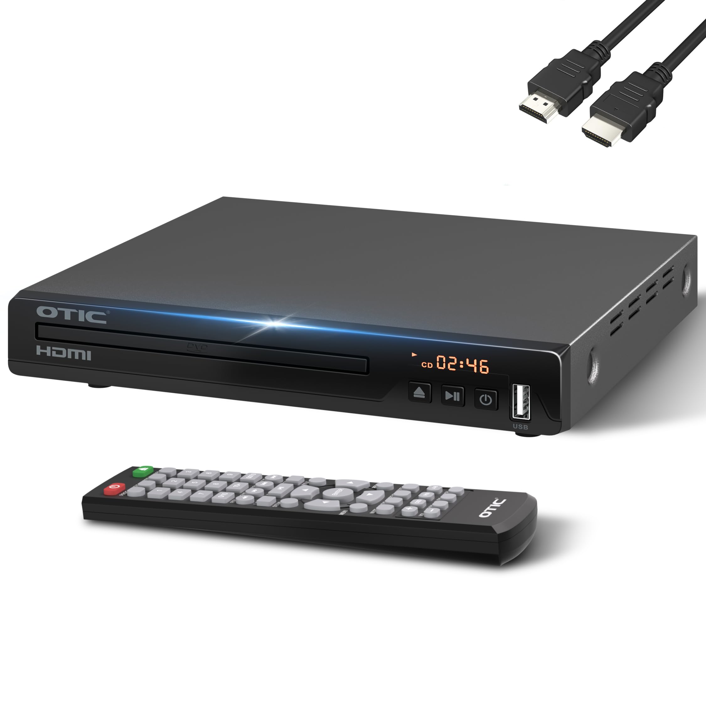 Uniwersalny odtwarzacz DVD HDMI do telewizora, wiele formatów i metalowa obudowa, kompaktowy odtwarzacz CD z portem USB/Dolby Digital Sound do Smart TV, osób starszych, domowego systemu stereo, w
