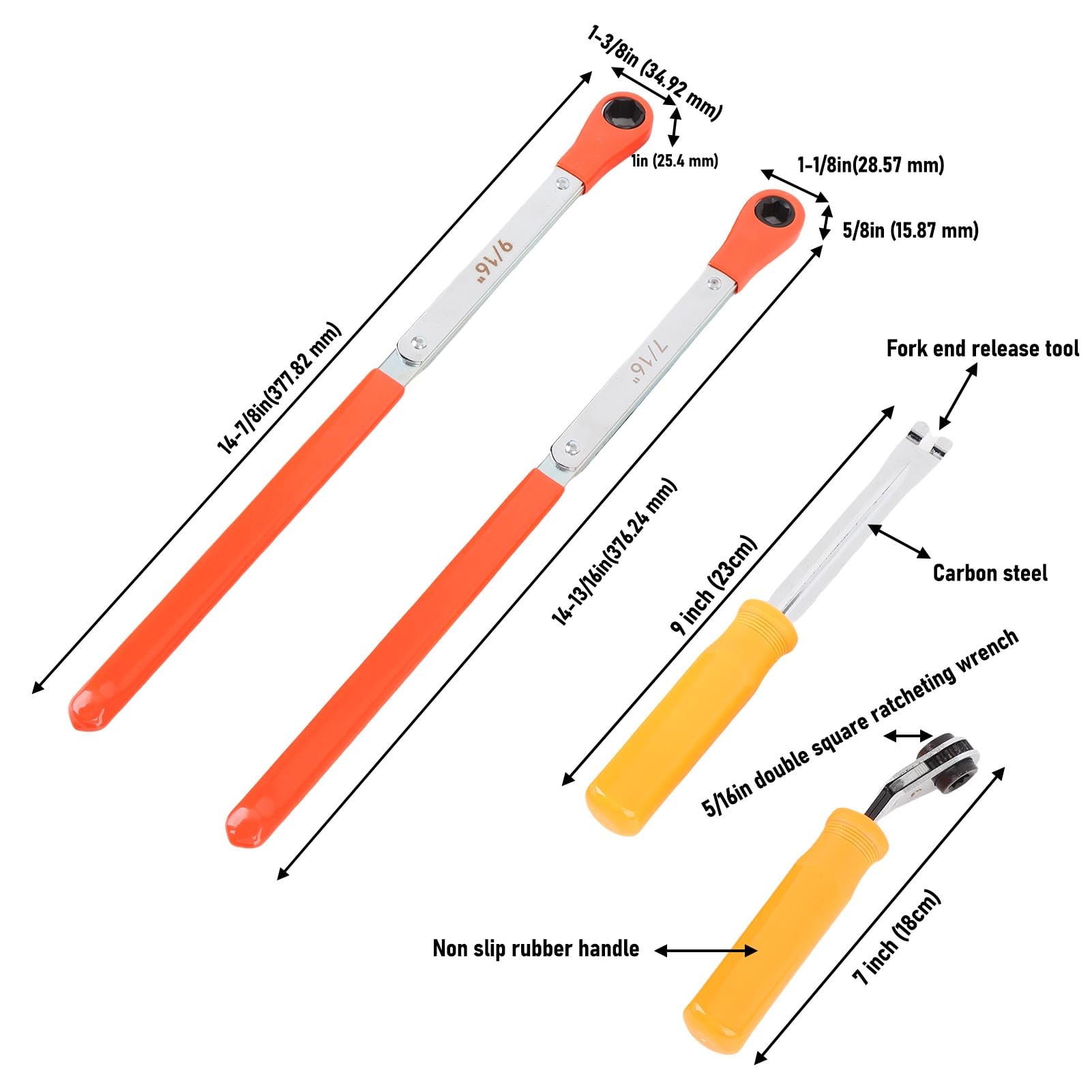 Buachois 4Pcs Automatic Slack Adjuster Wrench Set, 7/16in & 9/16in