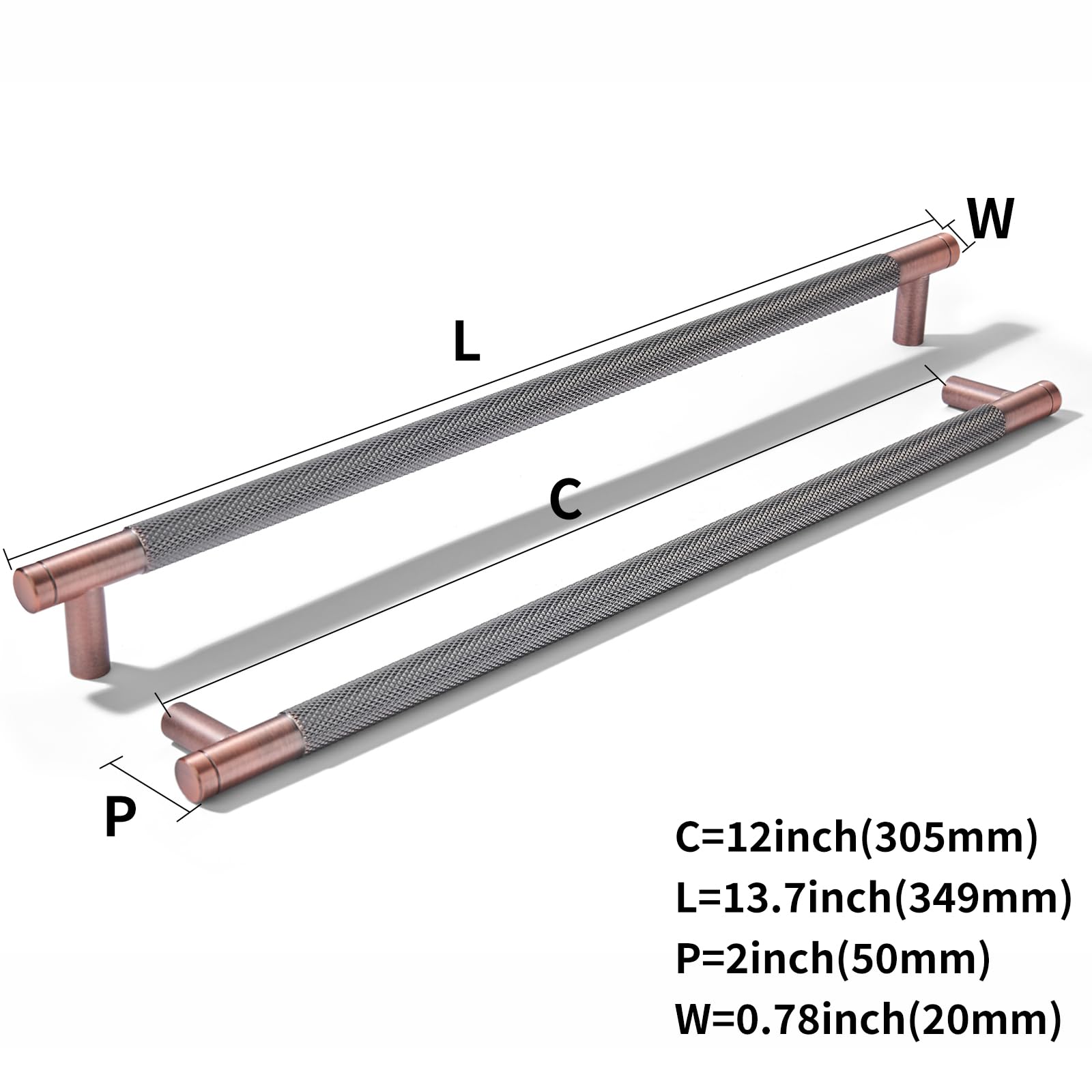 KHTUMEWARE-3440 Brushed Antique Copper Appliance Pulls CTC 12 in (305 mm) 5-Pack in Brushed Antique Copper — KHTUMEWARE