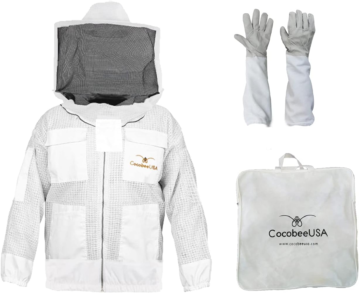 CocobeeUSA Ultra Breeze Bee Jacket -Round Veil YKK Zippers Ultra Light Weight & Maximum Bee Protection Clothing for Beginner Beekeepers-L