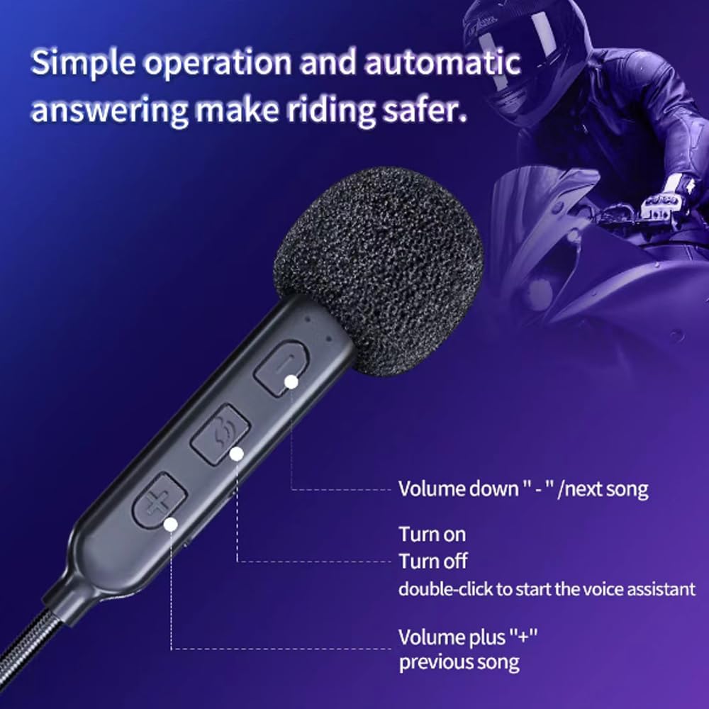 OBEST Auricolare Bluetooth 5.0 per Casco, Impermeabile Moto Bluetooth Cuffia, Controllo Musicale, Wireless Mani Libere Rumore Riduzione Auricolare per Ciclismo/Sci/Equitazione