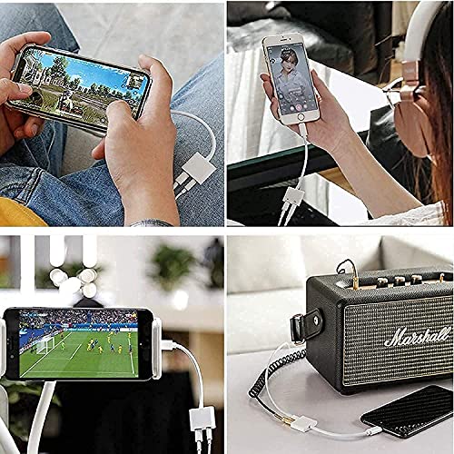 Apple Mfi Certified Lightning To 3.5Mm Headphones Dongle Jack Adapter For Iphone,2 In 1 Charger And Aux Audio Splitter Adapter Compatible With Iphone 8 11 12 X Xr Xs Support All Ios System #TOP5