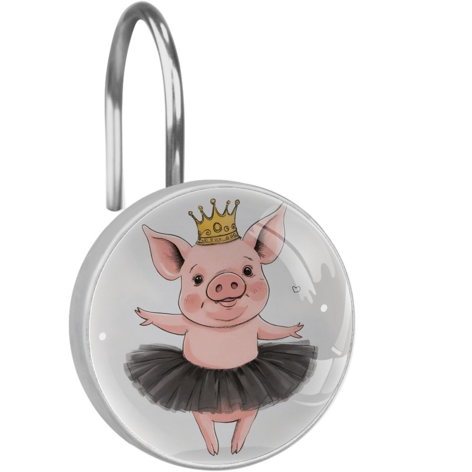 VAPOKF Decorative Shower Curtain Hooks, Ballet Pig Rustproof Stainless Steel Shower Curtain Rings for Bathroom, Shower Curtain Hangers for Shower Rod, 12 Pack