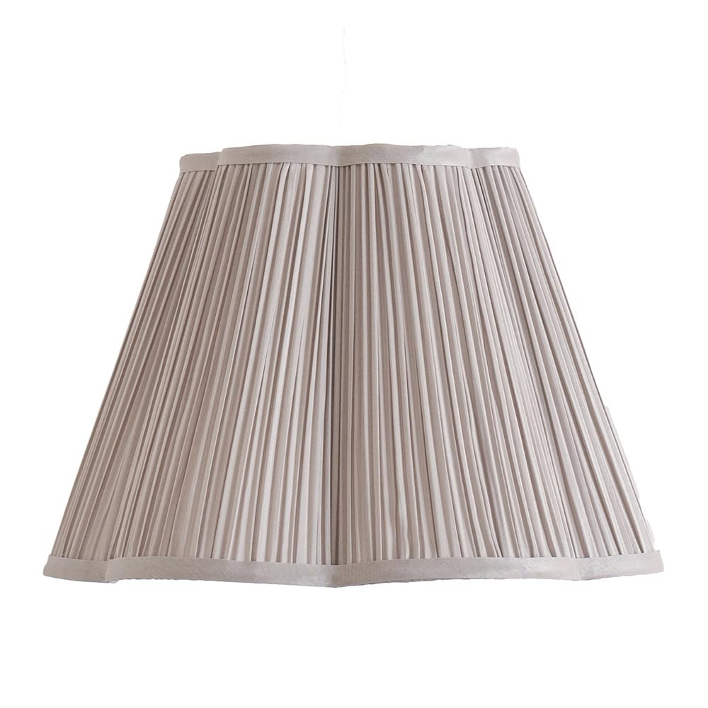 ValueLights Loralei Light Grey Pleated Faux Silk Scalloped Easy Fit Lamp Shade | Size: Small