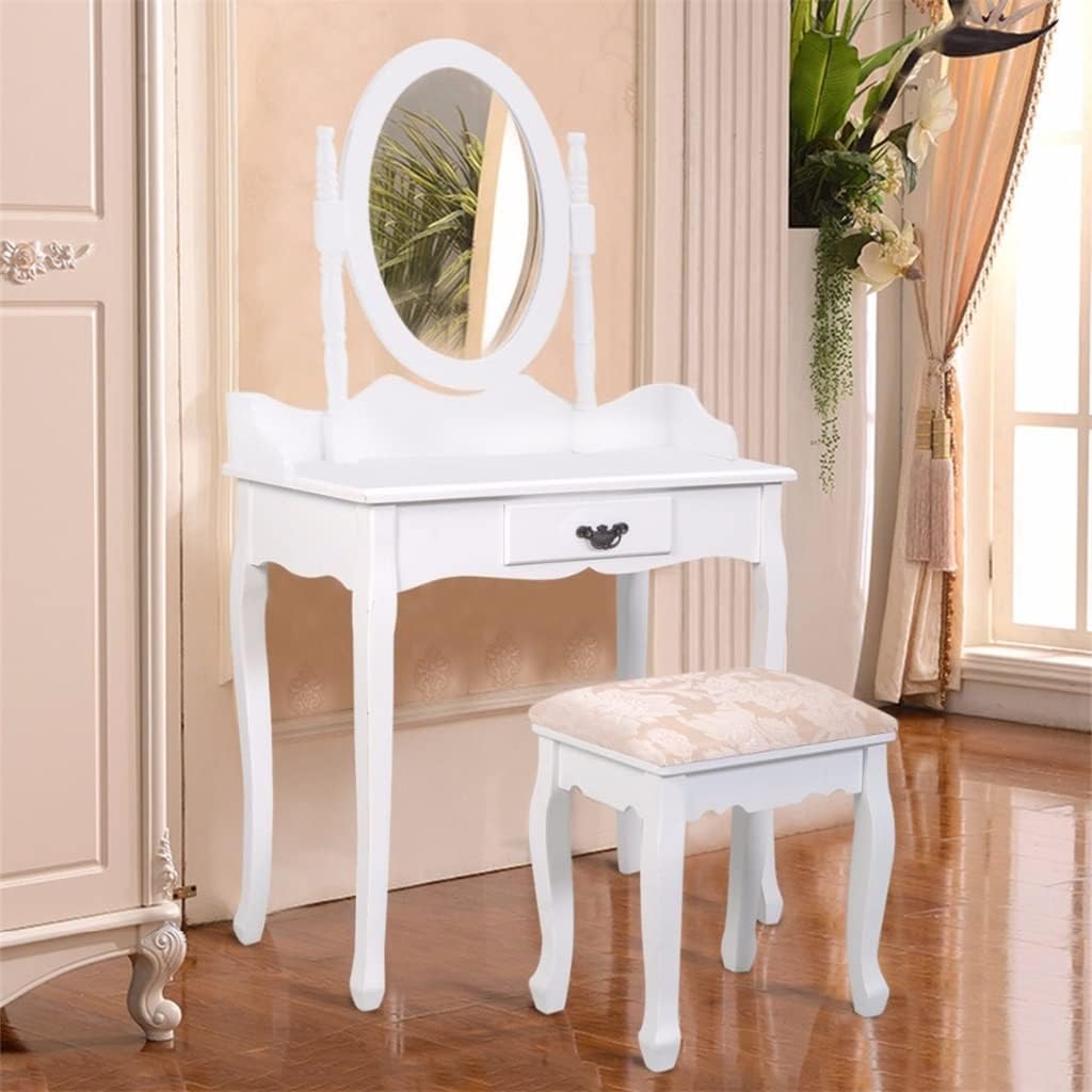 Black and White Dresser Wooden Makeup Dresser Stool Set Bedroom Dresser with Swivel and Stool (Color : E, Size : 29.5"X15.7"X52.8") (D 29.5"X15.7"X52.8")