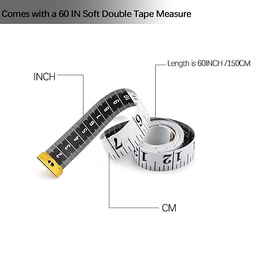 Miniatura 3 de Paquete de 3 cintas métricas retráctiles para cuerpo, 60 pulgadas, 4.9 ft, regla flexible de doble cara para manualidades, tela, costura, sastre,