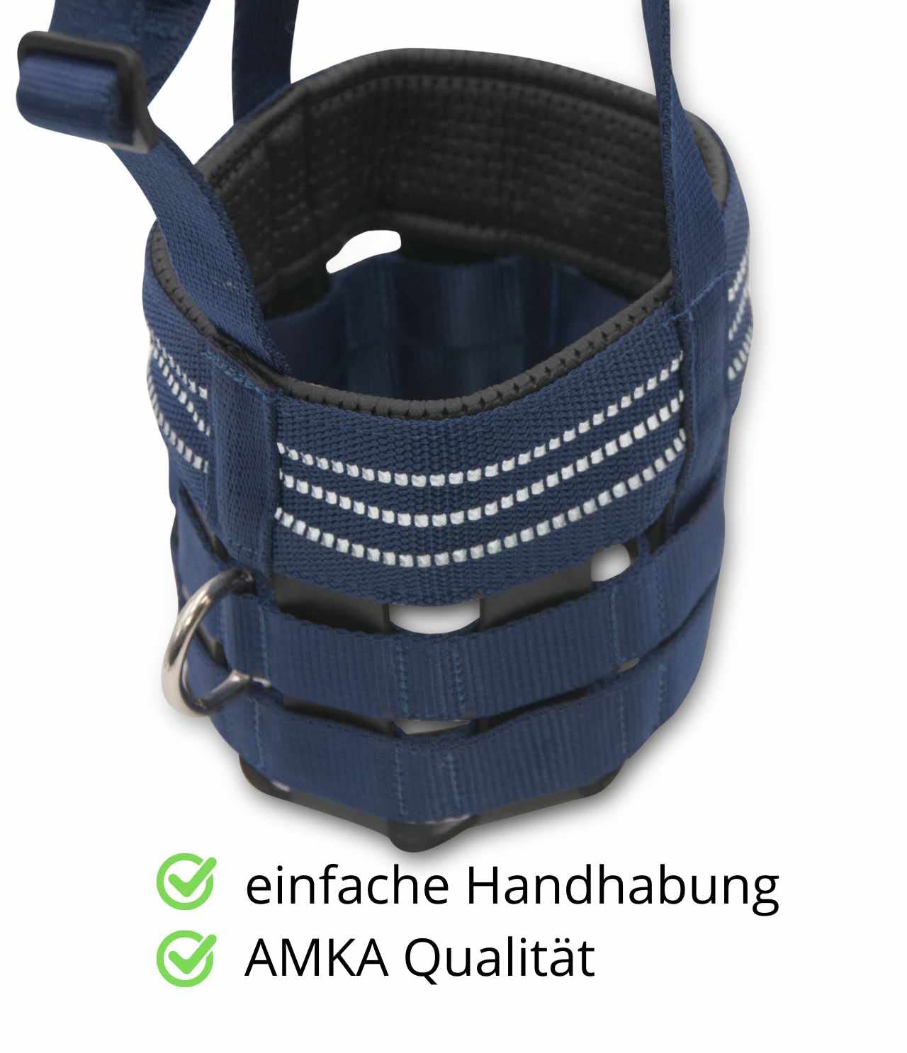 AMKA Maulkorb Fressbremse für Pferde mit Gummieinsatz, Kopfstück stufenlos verstellbar, dunkelblau Größen lt. Maßtabelle