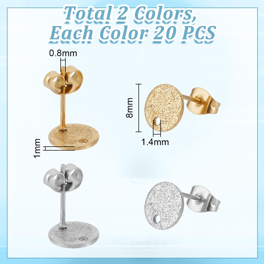 UNICRAFTALE 30 Basi Per Orecchini A Bottone Rotondi In Acciaio Inox, 12 Mm, 3 Colori, Con Chiusure, Per Creazione Gioielli Fai-da-te - 5