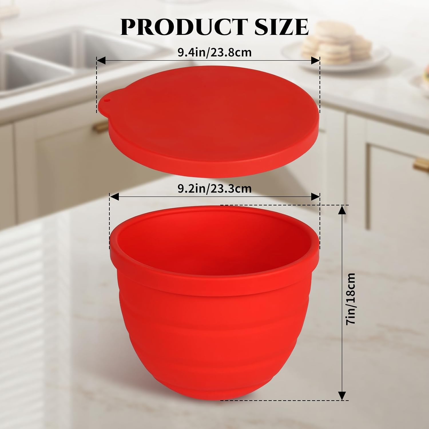 Silicone Bowls for Kitchenaid Mixer,Fits 5 Qt Mixing Bowl, Set of 3 with Lids,Thicker,Odourless,Cold/Heat-Resistant & Non-Stick,Easy Clean,Easy To Replace(Not for Bowl-Lift Models)